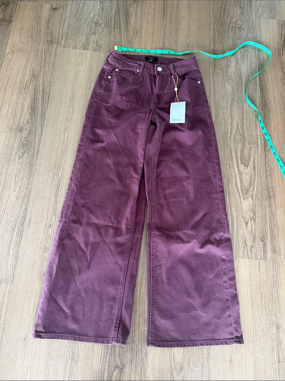 NWT Quince Bella Stretch Wide Leg Jeans Wine Tasting Red 25 - Picture 3 of 7
